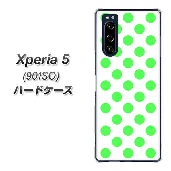 softbank エクスペリア5 901SO 高画質仕上げ 背面印刷 ハードケース【1358 シンプルビッグ緑白】