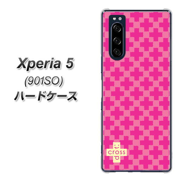 softbank エクスペリア5 901SO 高画質仕上げ 背面印刷 ハードケース【IB901 クロスドット_ピンク】