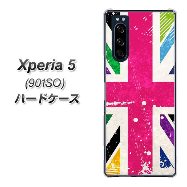 softbank エクスペリア5 901SO 高画質仕上げ 背面印刷 ハードケース【SC806 ユニオンジャック ピンクビンテージ】