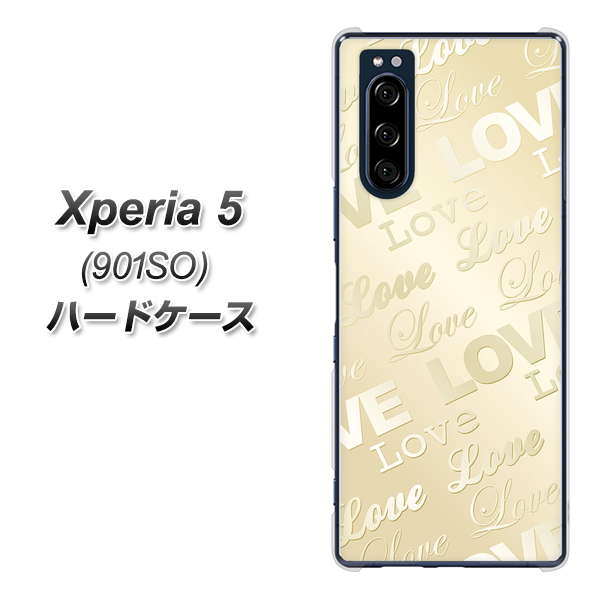softbank エクスペリア5 901SO 高画質仕上げ 背面印刷 ハードケース【SC840 エンボス風LOVEリンク(ヌーディーベージュ)】