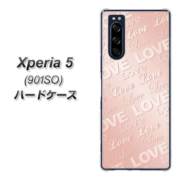 softbank エクスペリア5 901SO 高画質仕上げ 背面印刷 ハードケース【SC841 エンボス風LOVEリンク(ローズピンク)】