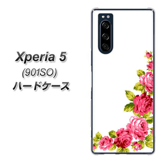 softbank エクスペリア5 901SO 高画質仕上げ 背面印刷 ハードケース【VA825 バラのフレーム(白)】