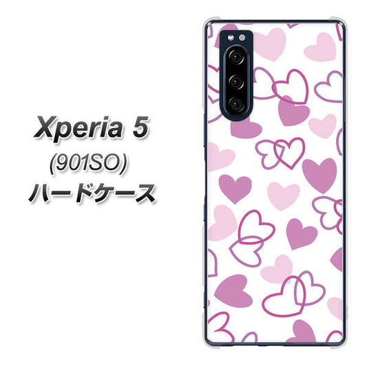 softbank エクスペリア5 901SO 高画質仕上げ 背面印刷 ハードケース【VA928 ハートがいっぱい パープル】