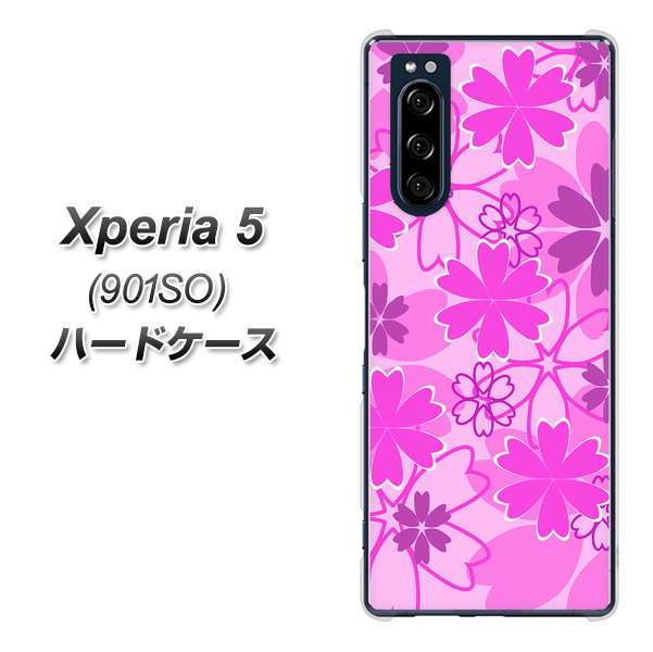 softbank エクスペリア5 901SO 高画質仕上げ 背面印刷 ハードケース【VA961 重なり合う花 ピンク】