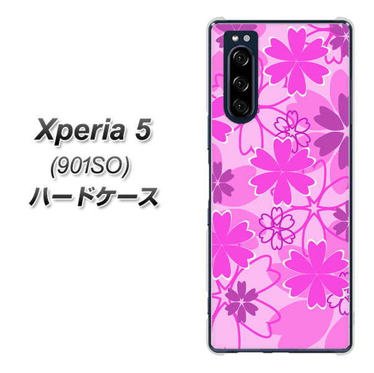 softbank エクスペリア5 901SO 高画質仕上げ 背面印刷 ハードケース【VA961 重なり合う花 ピンク】