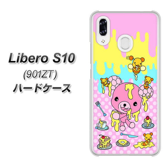 Y!mobile リベロS10 901ZT 高画質仕上げ 背面印刷 ハードケース【AG822 ハニベア(水玉ピンク)】