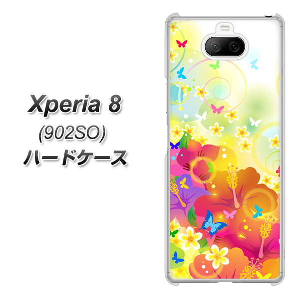 softbank エクスペリア8 902SO 高画質仕上げ 背面印刷 ハードケース【647 ハイビスカスと蝶】