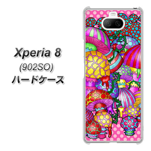 softbank エクスペリア8 902SO 高画質仕上げ 背面印刷 ハードケース【AG806 きのこ(ピンク)】