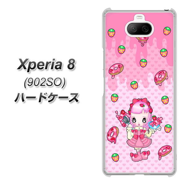 softbank エクスペリア8 902SO 高画質仕上げ 背面印刷 ハードケース【AG816 ストロベリードーナツ(水玉ピンク)】