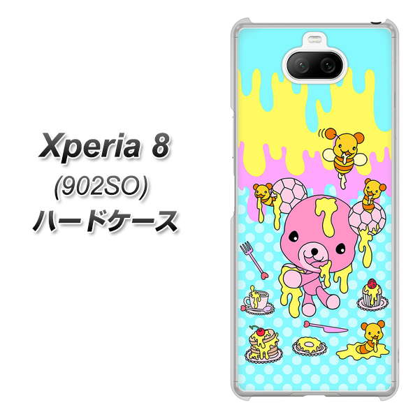 softbank エクスペリア8 902SO 高画質仕上げ 背面印刷 ハードケース【AG821 ハニベア(水玉水色)】