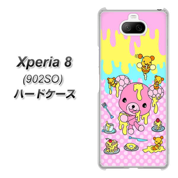 softbank エクスペリア8 902SO 高画質仕上げ 背面印刷 ハードケース【AG822 ハニベア(水玉ピンク)】