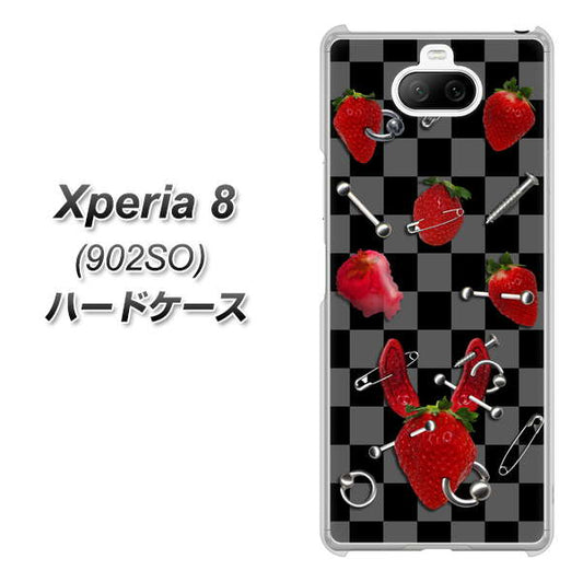 softbank エクスペリア8 902SO 高画質仕上げ 背面印刷 ハードケース【AG833 苺パンク(黒)】