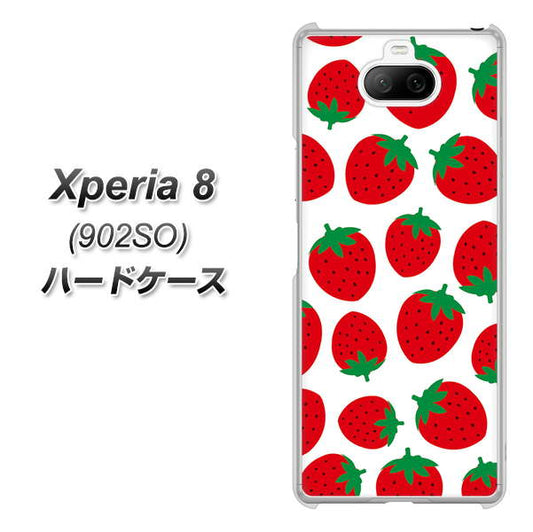 softbank エクスペリア8 902SO 高画質仕上げ 背面印刷 ハードケース【SC811 小さいイチゴ模様 レッド】