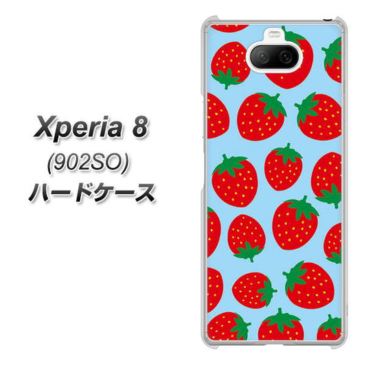 softbank エクスペリア8 902SO 高画質仕上げ 背面印刷 ハードケース【SC814 小さいイチゴ模様 レッドとブルー】