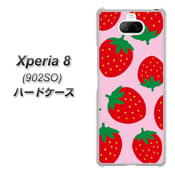 softbank エクスペリア8 902SO 高画質仕上げ 背面印刷 ハードケース【SC820 大きいイチゴ模様レッドとピンク】
