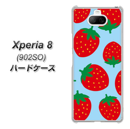 softbank エクスペリア8 902SO 高画質仕上げ 背面印刷 ハードケース【SC821 大きいイチゴ模様レッドとブルー】