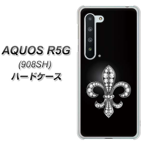 Softbank アクオス R5G 908SH 高画質仕上げ 背面印刷 ハードケース【042 ラインストーン風の印刷ゴージャスユリ】