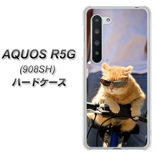 Softbank アクオス R5G 908SH 高画質仕上げ 背面印刷 ハードケース【595 にゃんとサイクル】