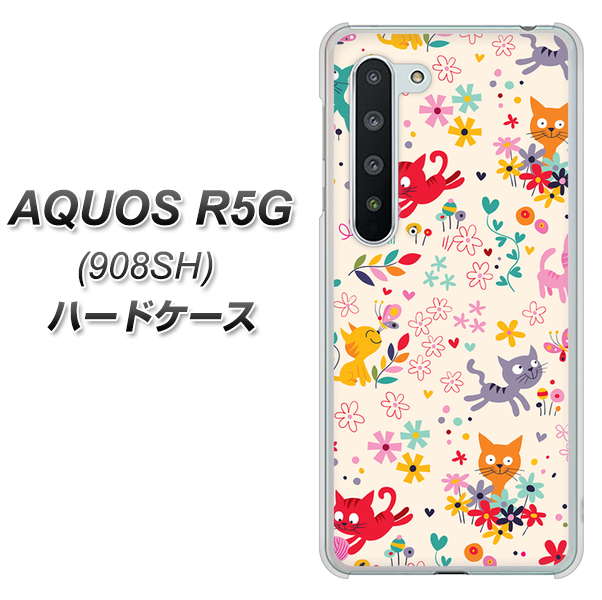 Softbank アクオス R5G 908SH 高画質仕上げ 背面印刷 ハードケース【693 ネコのあそび場】