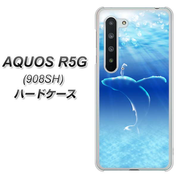 Softbank アクオス R5G 908SH 高画質仕上げ 背面印刷 ハードケース【1047 海の守り神くじら】
