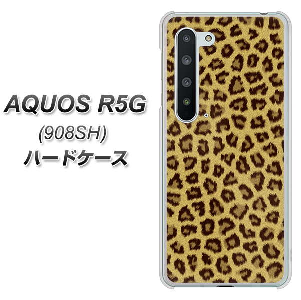 Softbank アクオス R5G 908SH 高画質仕上げ 背面印刷 ハードケース【1065 ヒョウ柄ベーシックSゴールド】