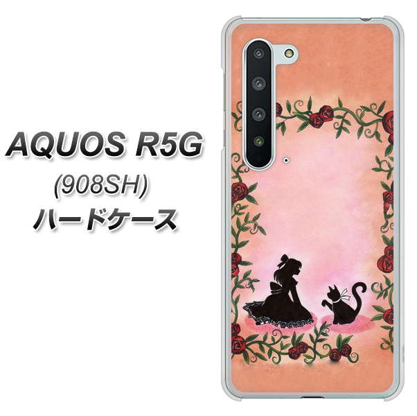 Softbank アクオス R5G 908SH 高画質仕上げ 背面印刷 ハードケース【1096 お姫様とネコ(カラー)】