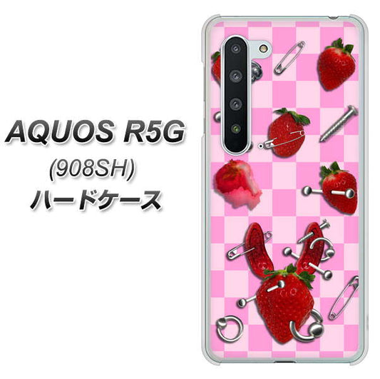 Softbank アクオス R5G 908SH 高画質仕上げ 背面印刷 ハードケース【AG832 苺パンク（ピンク）】