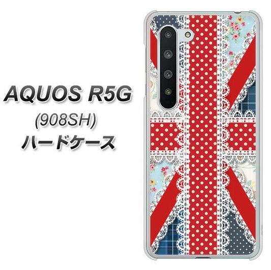 Softbank アクオス R5G 908SH 高画質仕上げ 背面印刷 ハードケース【SC805 ユニオンジャック レース】