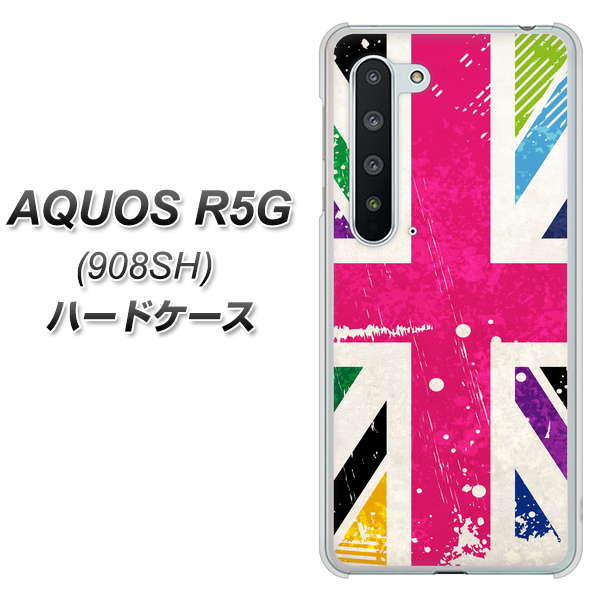Softbank アクオス R5G 908SH 高画質仕上げ 背面印刷 ハードケース【SC806 ユニオンジャック ピンクビンテージ】