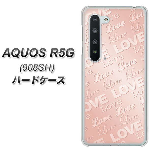 Softbank アクオス R5G 908SH 高画質仕上げ 背面印刷 ハードケース【SC841 エンボス風LOVEリンク(ローズピンク)】