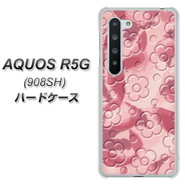 Softbank アクオス R5G 908SH 高画質仕上げ 背面印刷 ハードケース【SC846 フラワーヴェルニ花ピンク(ローズヴェルール)】