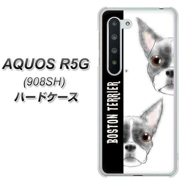 Softbank アクオス R5G 908SH 高画質仕上げ 背面印刷 ハードケース【YD850 ボストンテリア01】