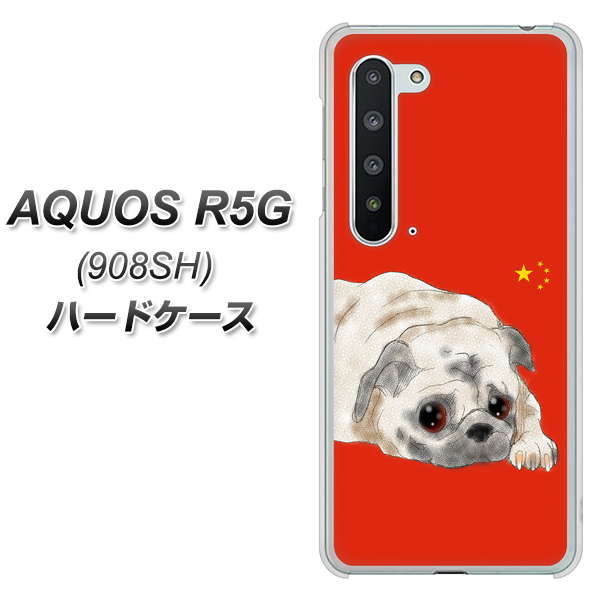 Softbank アクオス R5G 908SH 高画質仕上げ 背面印刷 ハードケース【YD857 パグ03】