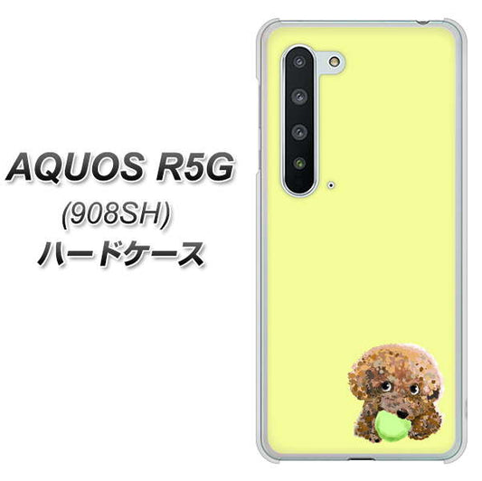 Softbank アクオス R5G 908SH 高画質仕上げ 背面印刷 ハードケース【YJ056 トイプードル&ボール(イエロー)】