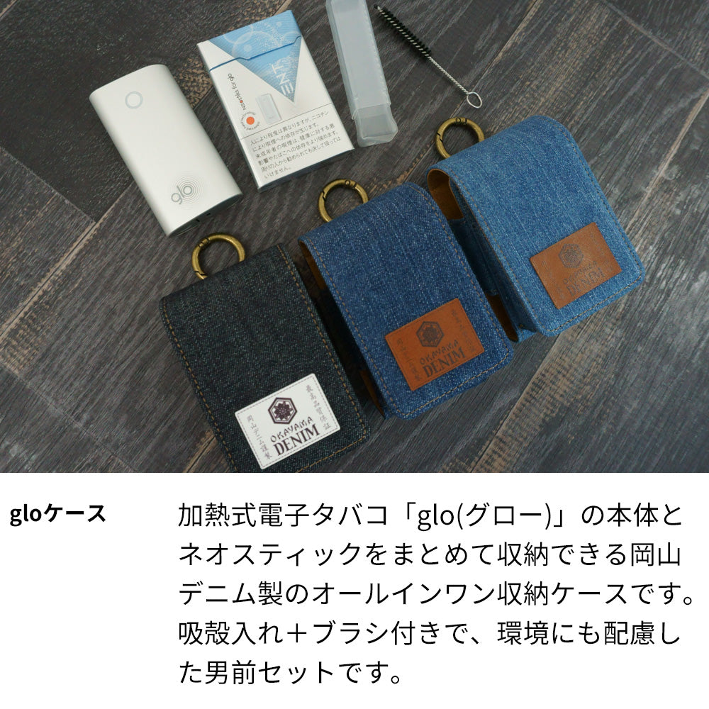 glo glo(グロー)岡山デニム製まとめて収納ケース (吸殻入れ+ブラシ付)