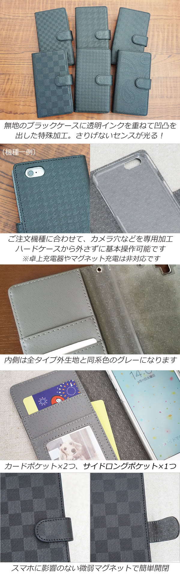 Android One S1 Y!mobile クリアプリントブラックタイプ 手帳型ケース 耐衝撃