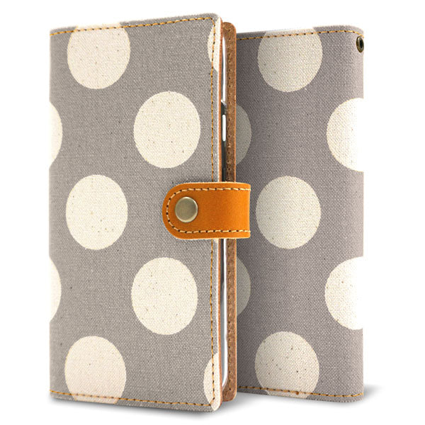 AQUOS R7 SH-52C docomo 水玉帆布×本革仕立て 手帳型ケース 耐衝撃