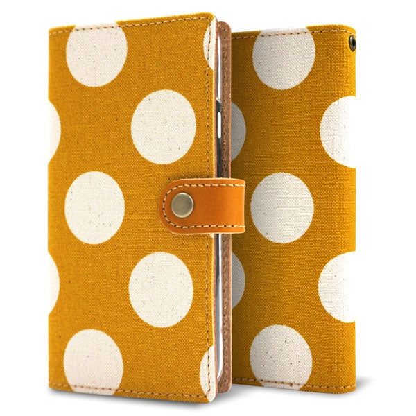 Xiaomi 11T Pro 水玉帆布×本革仕立て 手帳型ケース 耐衝撃