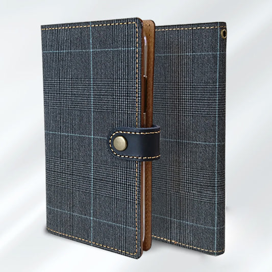 シンプルスマホ3 509SH SoftBank グレンチェック&イタリアンレザー手帳型ケース 耐衝撃