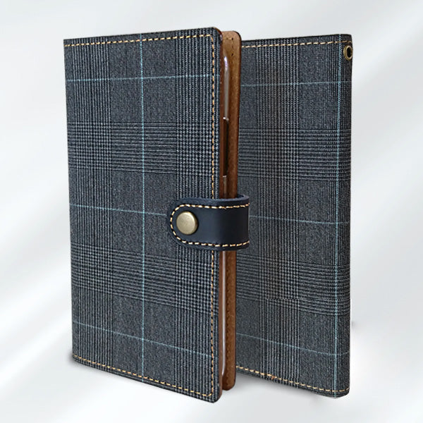 Xperia 5 IV SOG09 au グレンチェック&イタリアンレザー手帳型ケース 耐衝撃
