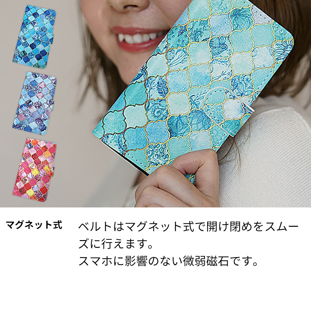 Galaxy S21+ 5G SCG10 au スマホケース 手帳型 モロッカンタイル風 耐衝撃