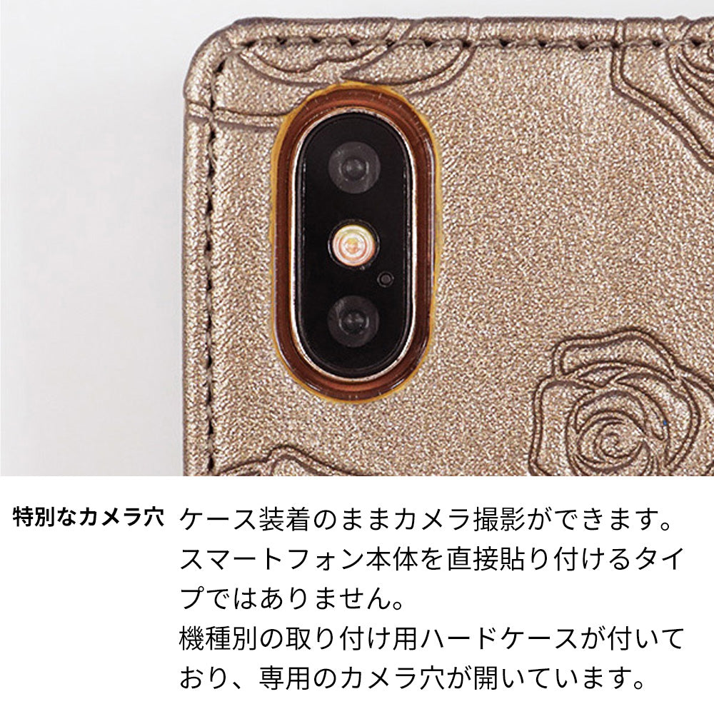Galaxy A51 5G SCG07 au スマホケース 手帳型 Rose＆ラインストーンデコバックル
