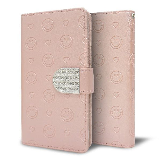 iPhone6s PLUS スマホケース 手帳型 ニコちゃん ハート デコ ラインストーン バックル 耐衝撃