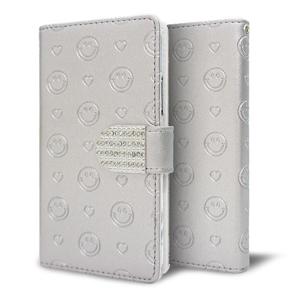 Xperia XZ3 801SO SoftBank スマホケース 手帳型 ニコちゃん ハート デコ ラインストーン バックル 耐衝撃