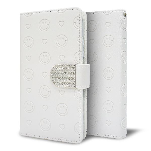 Xperia X Compact SO-02J docomo スマホケース 手帳型 ニコちゃん ハート デコ ラインストーン バックル 耐衝撃