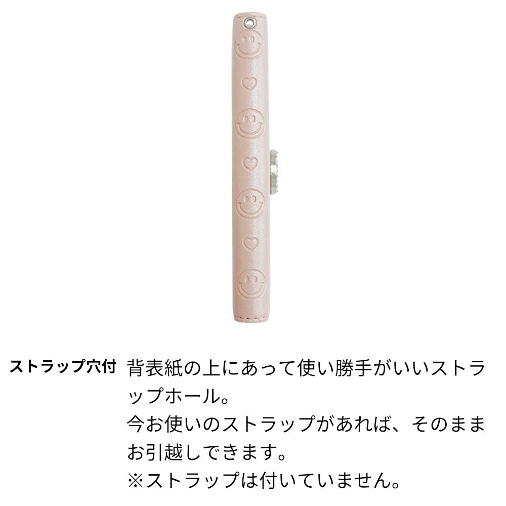 OPPO A73 スマホケース 手帳型 ニコちゃん ハート デコ ラインストーン バックル