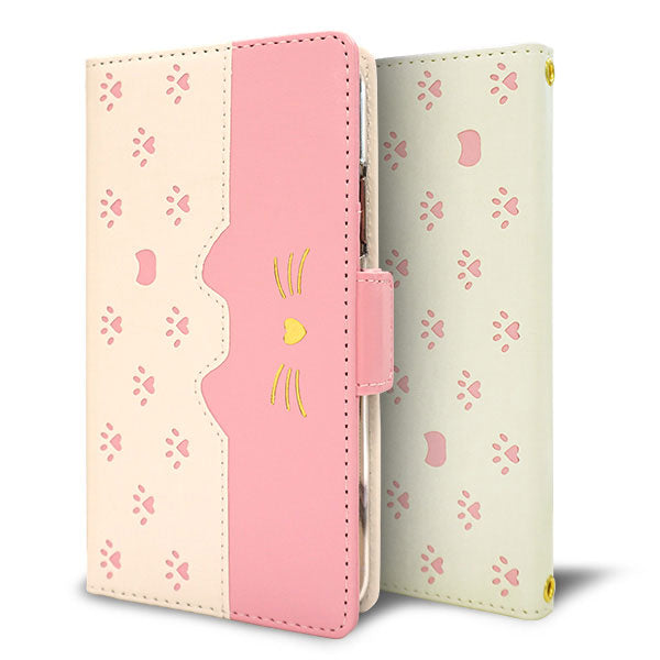 DIGNO BX 901KC SoftBank スマホケース 手帳型 ねこ 肉球 ミラー付き スタンド付き 耐衝撃