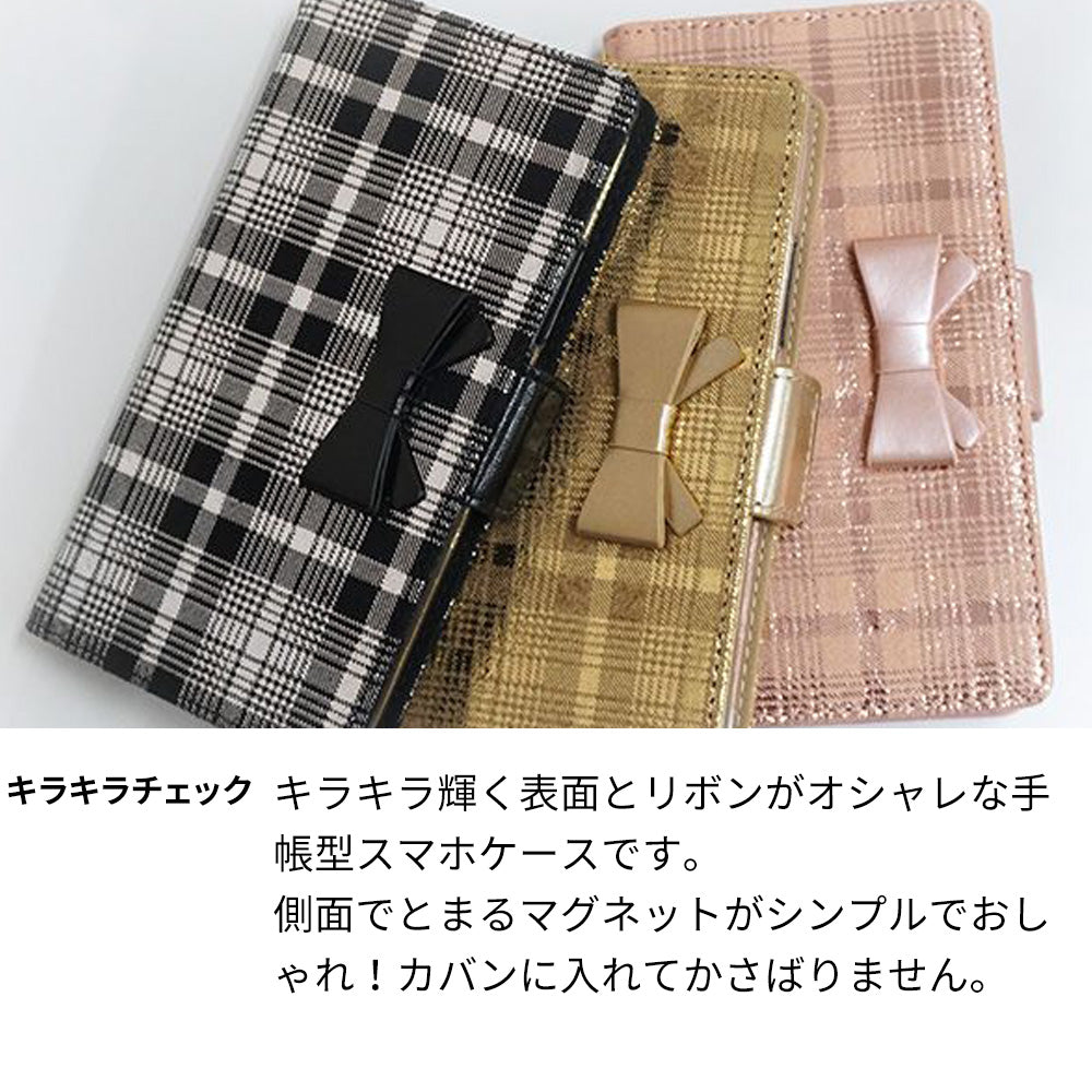 シンプルスマホ5 A001SH SoftBank スマホケース 手帳型 リボン キラキラ チェック