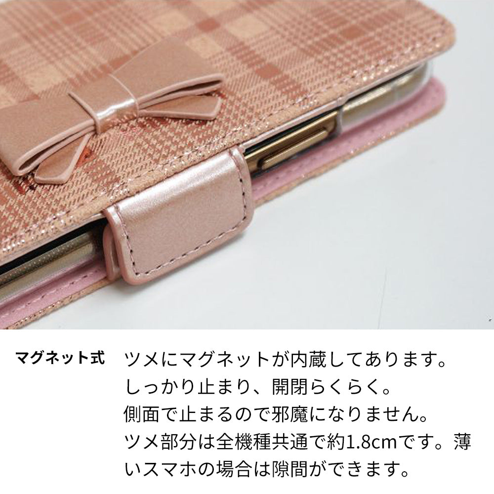 Galaxy S22 SCG13 au スマホケース 手帳型 リボン キラキラ チェック