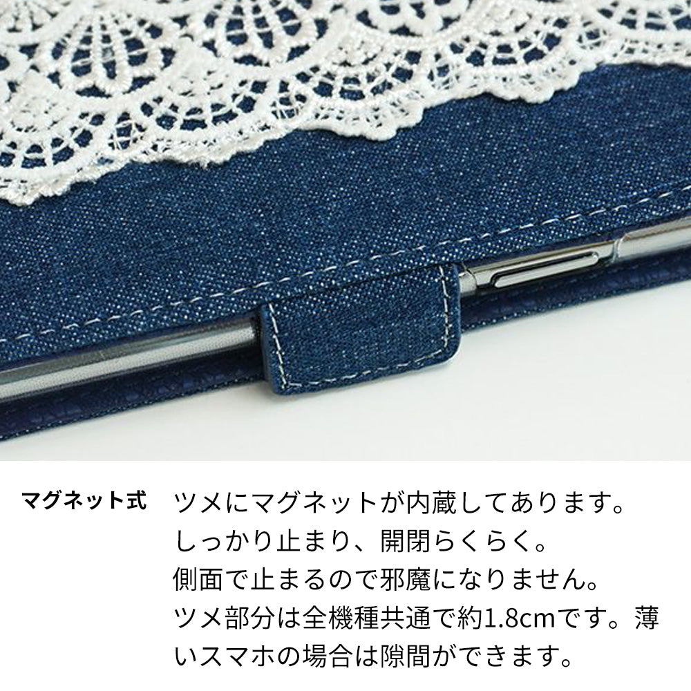 Galaxy S20+ 5G SC-52A docomo スマホケース 手帳型 デニム レース ミラー付 耐衝撃